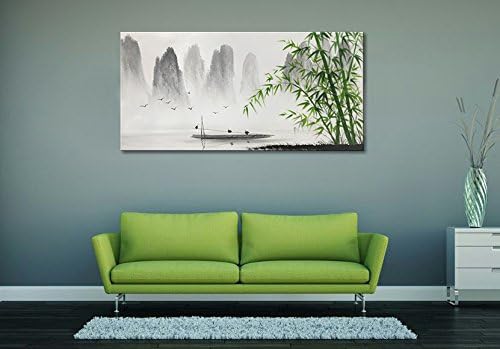 Black and white landscape paintings, mural art, bamboo artworks