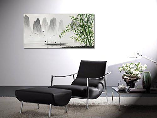 Black and white landscape paintings, mural art, bamboo artworks