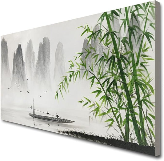 Black and white landscape paintings, mural art, bamboo artworks